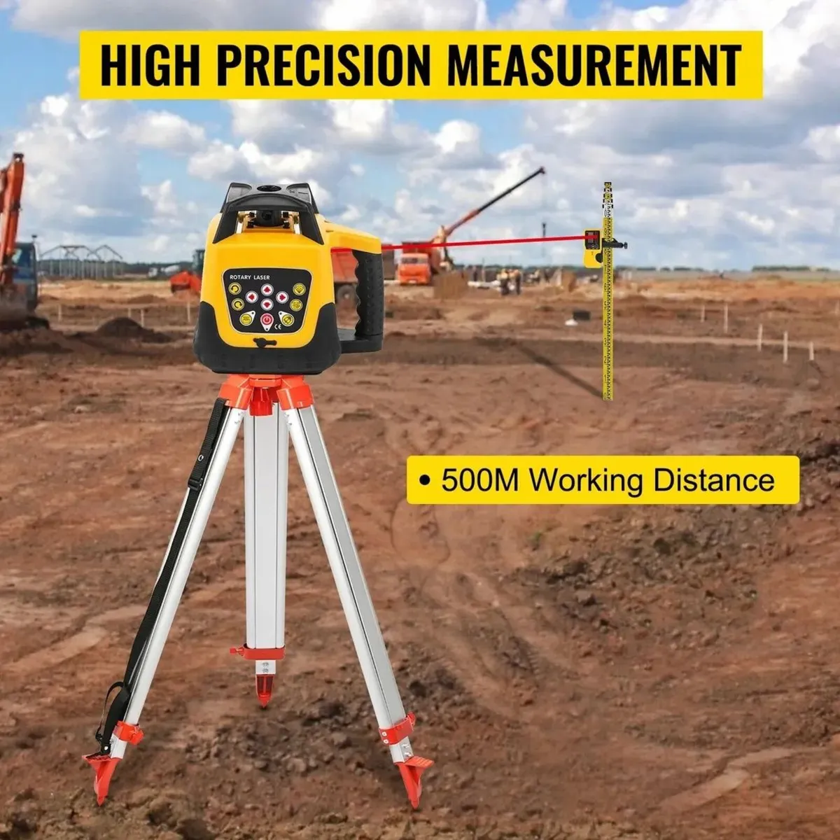 Rotary Laser Level 360° with Tripod and Staff - Image 3