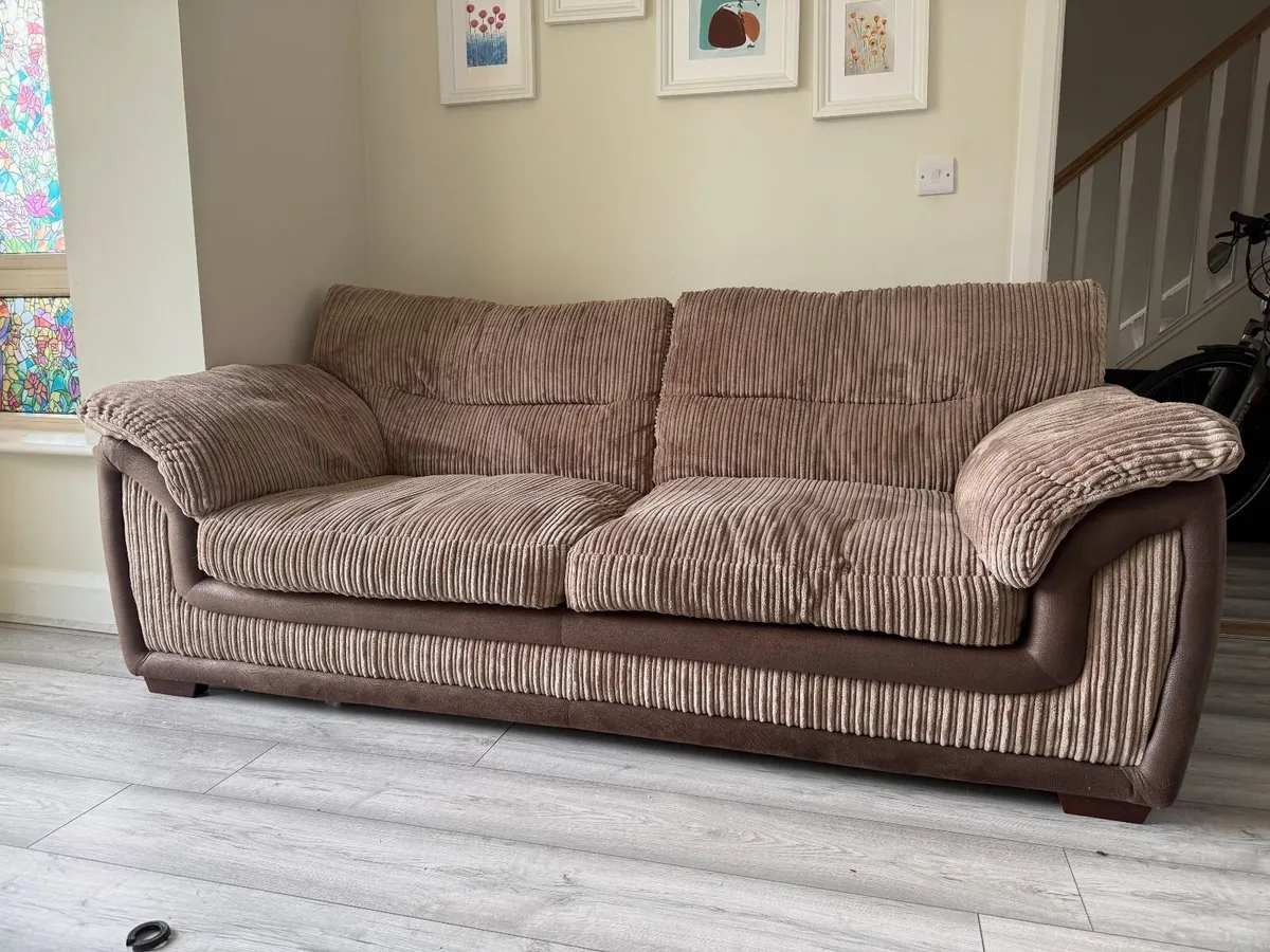 DFS 3-Seater Sofa – Jumbo Cord Mocha Brown - Image 2