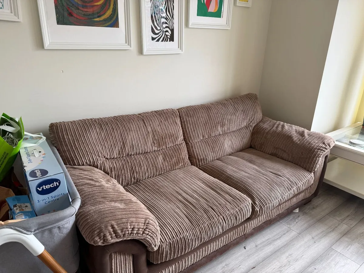 DFS 3-Seater Sofa – Jumbo Cord Mocha Brown - Image 1