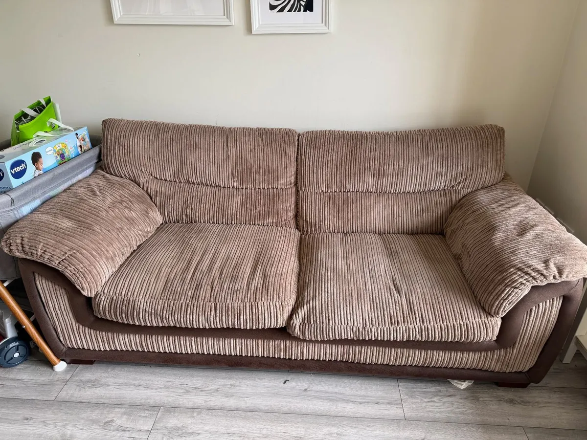 DFS 3-Seater Sofa – Jumbo Cord Mocha Brown - Image 2