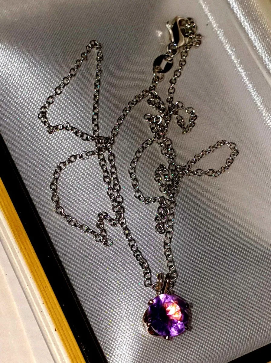 Pristine Hallmarked Silver 18" Chain with Amethyst - Image 3