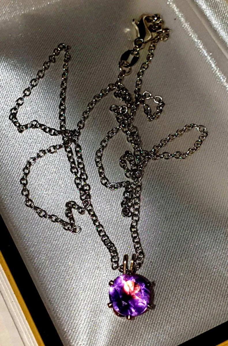 Pristine Hallmarked Silver 18" Chain with Amethyst - Image 4