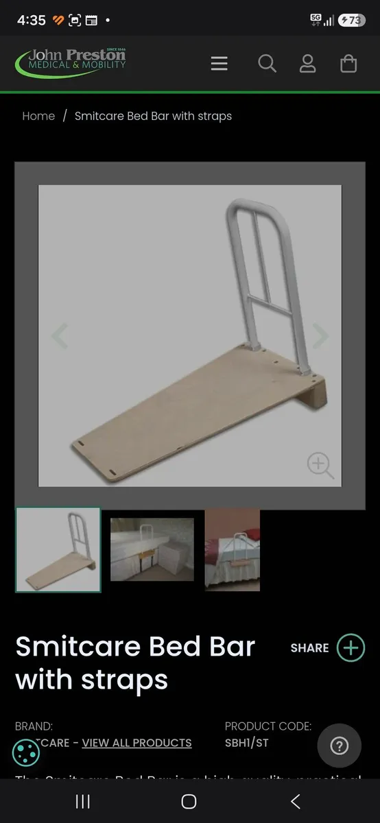 Smitcare bed bar - Image 1