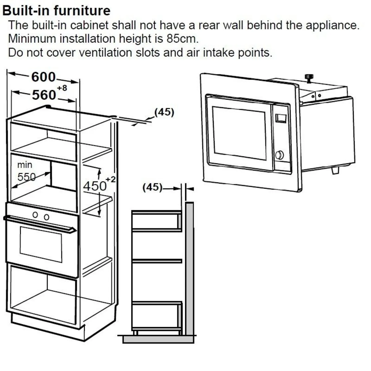 Belling 23L Built-In Microwave 23L 900w SS - Image 2