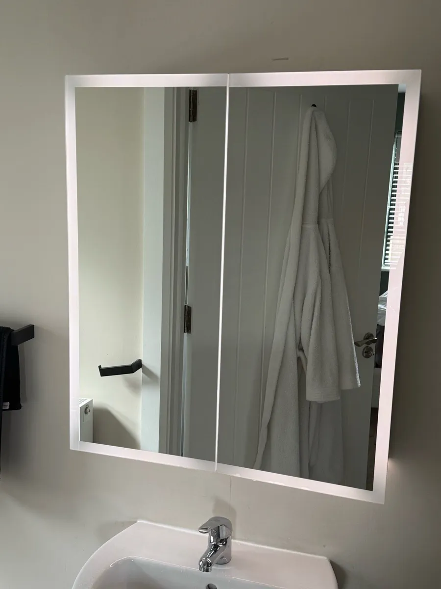 Mia LED Bluetooth 700x600mm double door cabinet - Image 1