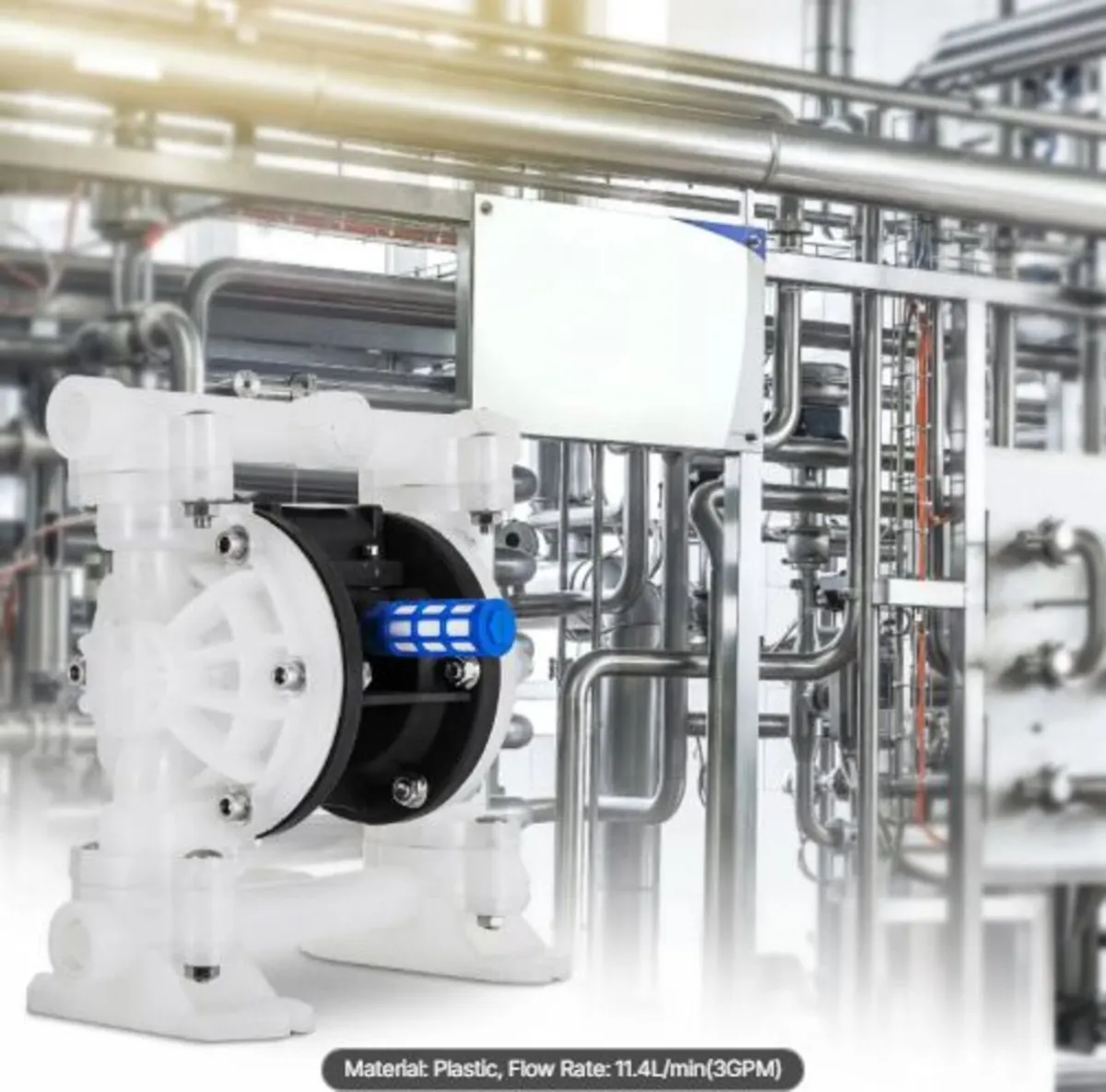 Air Double Diaphragm Pump 7GPM 100PSI Polypropylen - Image 4