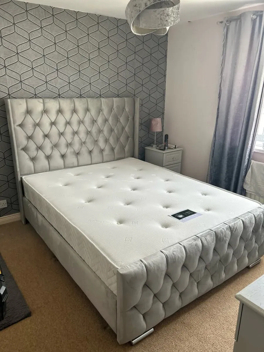 Double & King Size Bed Frame With Mattress Opt - Image 1