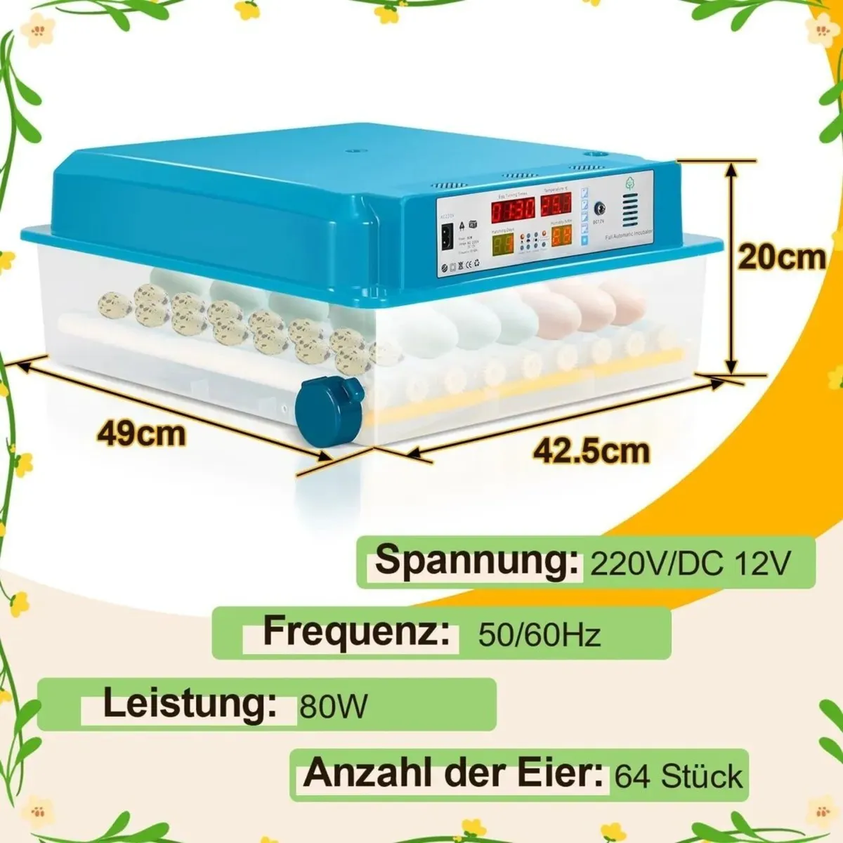 Egg Incubator Fully Automatic 64 Egg Hatcher - Image 3