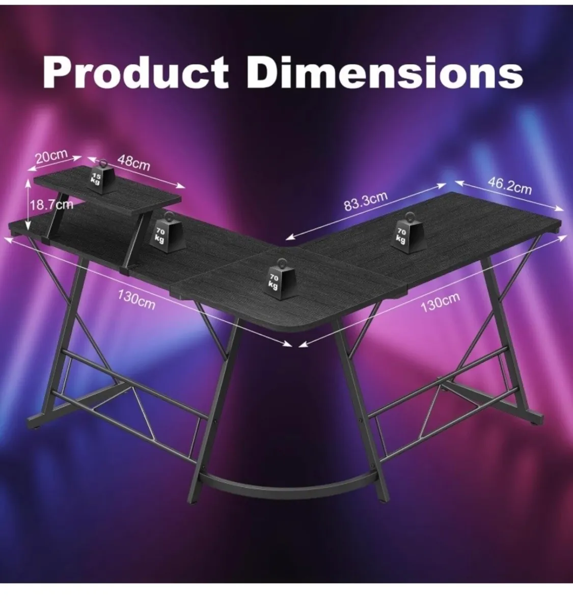 L shaped gaming/ computer desk - Image 2