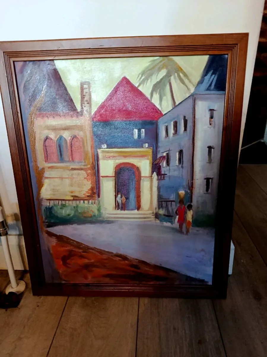 Signed painting in wooden frame - Image 1