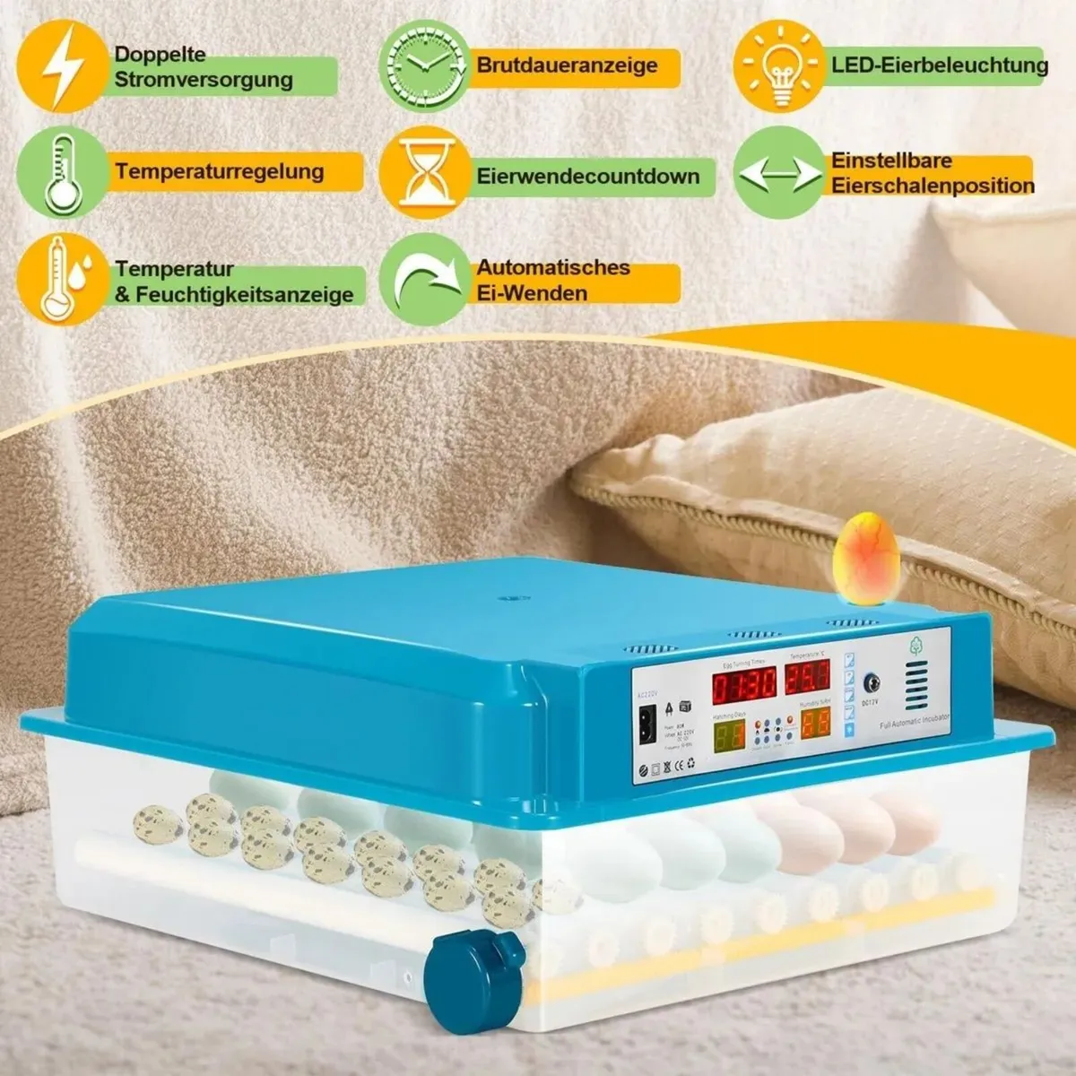 Egg Incubator 64 Egg with Humidity Control - Image 2