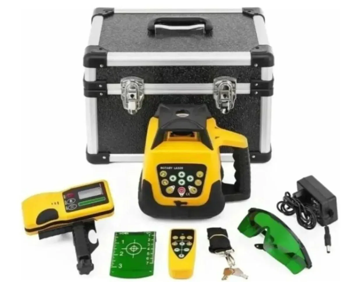 Rotary Laser Level Green Beam with Tripod Staff - Image 3
