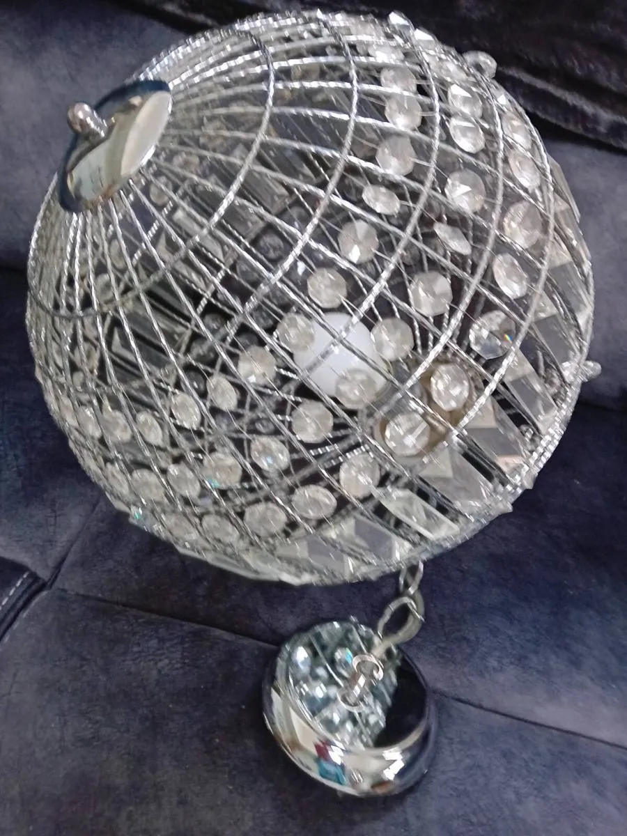 LARGE CRYSTAL BALL CEILING LIGHT LIKE NEW - Image 2