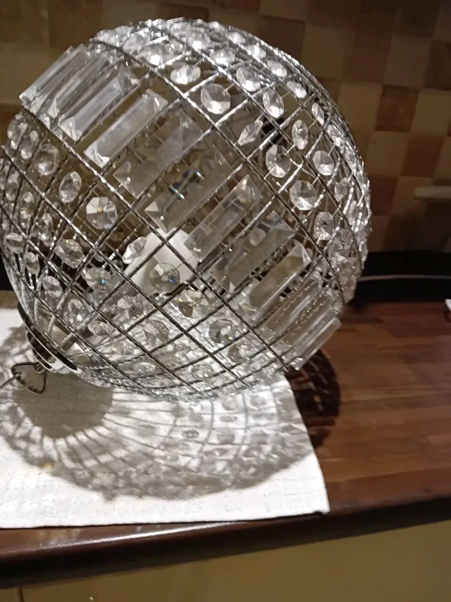 LARGE CRYSTAL BALL CEILING LIGHT LIKE NEW - Image 4