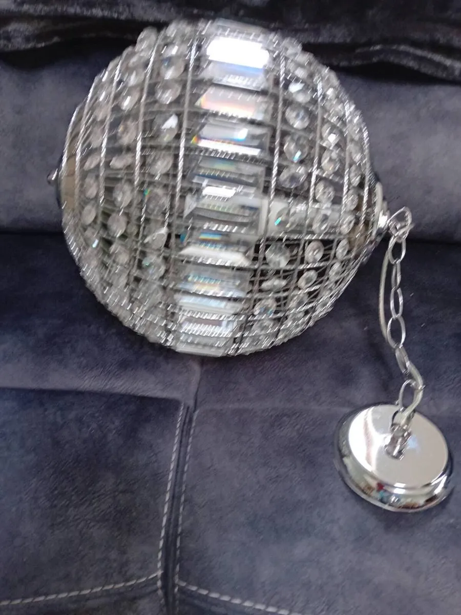 LARGE CRYSTAL BALL CEILING LIGHT LIKE NEW - Image 1
