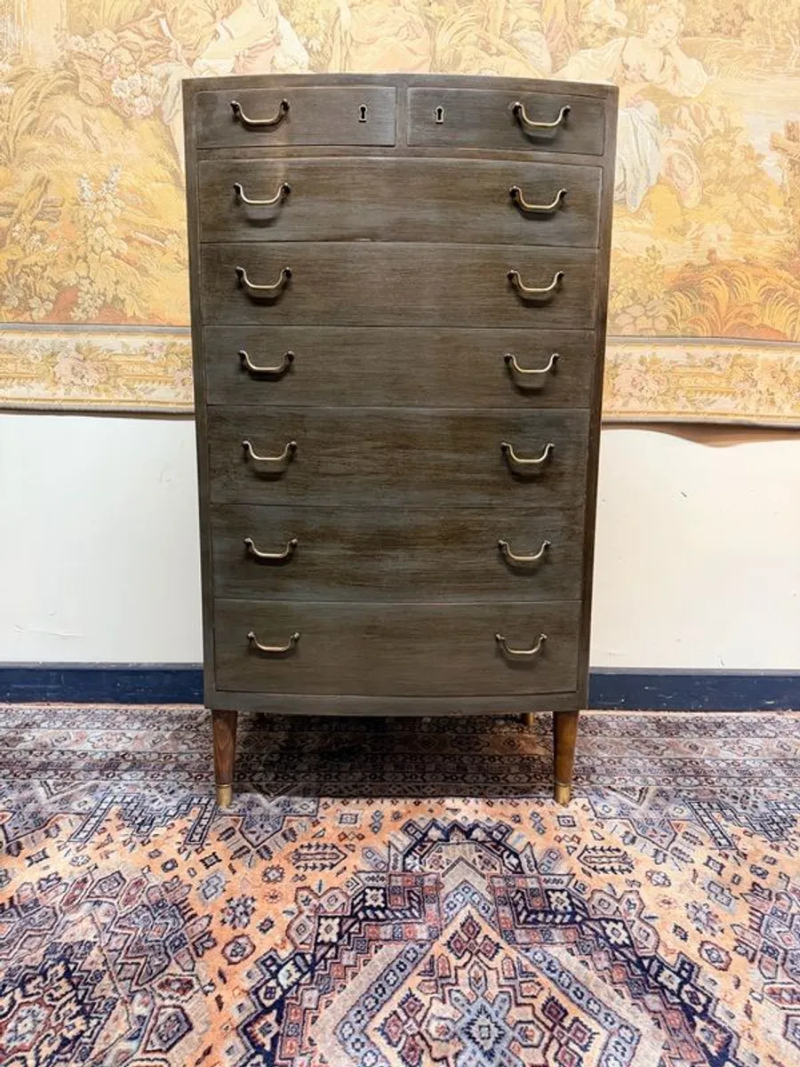 Vintage Bow Fronted Tallboy Dresser - Image 1
