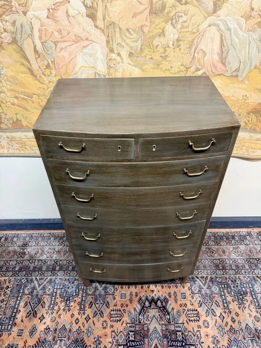 Vintage Bow Fronted Tallboy Dresser - Image 3