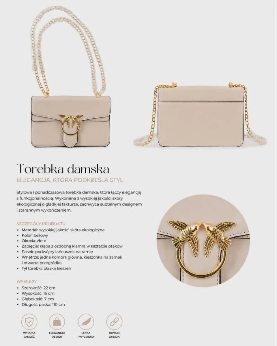 Elegant beige women's handbag - Image 3