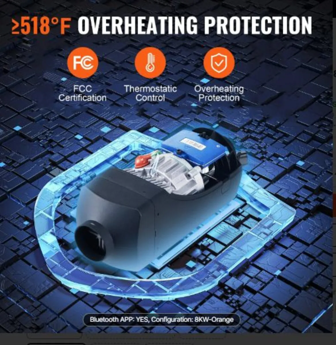 Bluetooth App Control Diesel Air Heater, 12V 5-8KW - Image 2