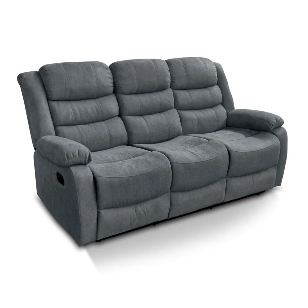 3 Seater Fabric Recliner Sofa, Grey - Image 3
