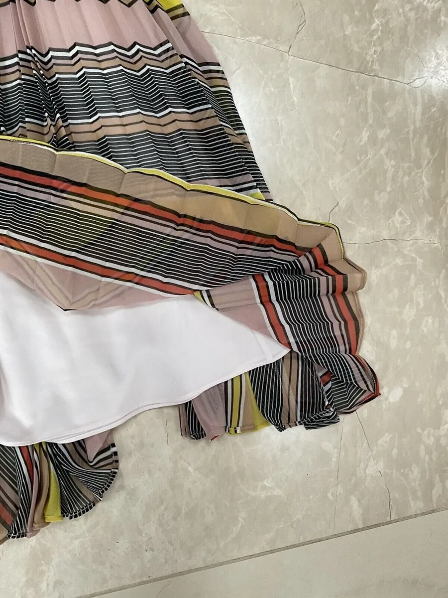 Karen Millen Rainbow Stripe Pleated Skirt - Image 4