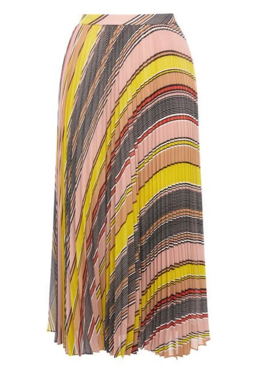 Karen Millen Rainbow Stripe Pleated Skirt - Image 2