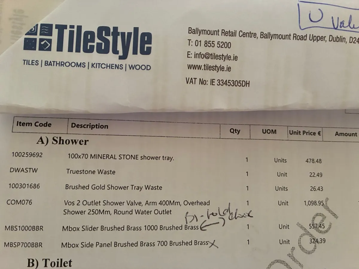 NEW 1000mm Brushed Brass Sliding Shower Door + 700 - Image 2