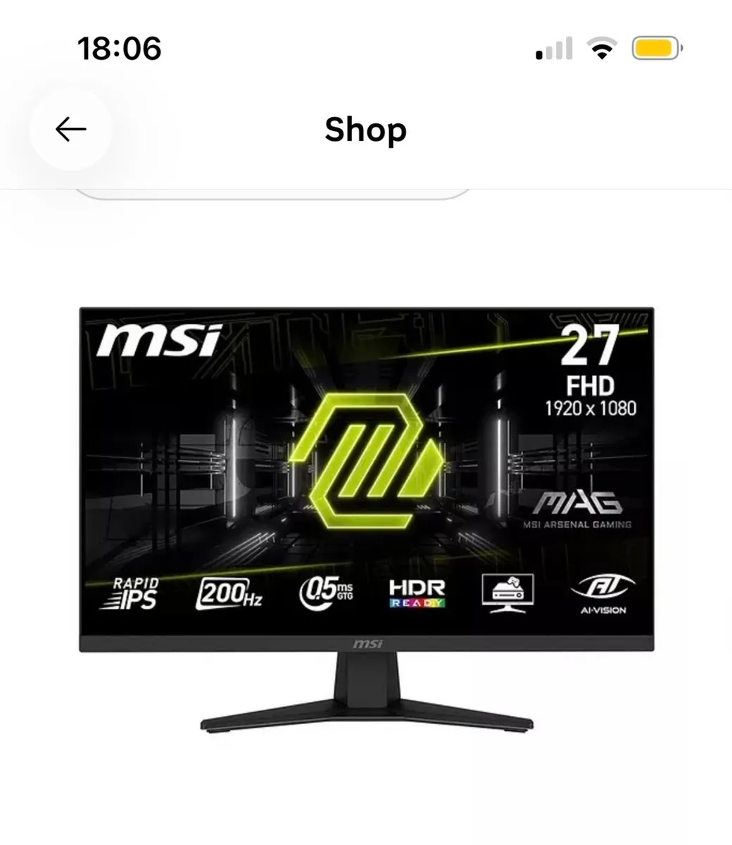 NEW MSI 27” gaming monitor 200HZ 0.5MS - Image 1
