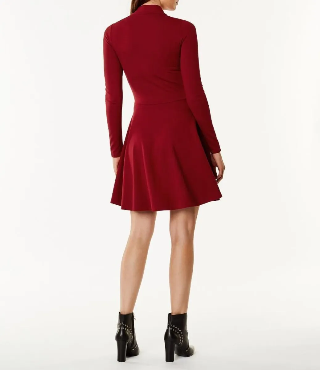 Karen Millen Red High Neck Zip Dress - Image 2