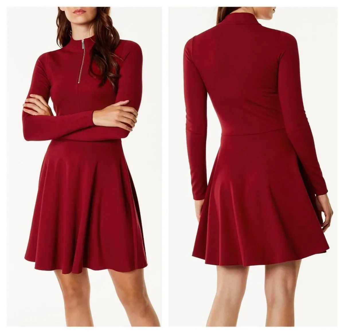Karen Millen Red High Neck Zip Dress - Image 4