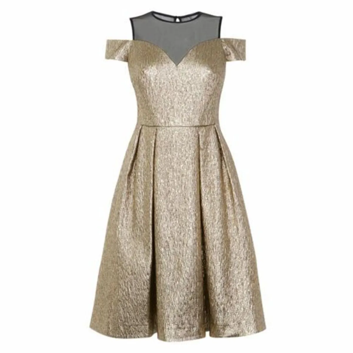 Coast Jiana Metallic Bardot Gold Dress - Image 2