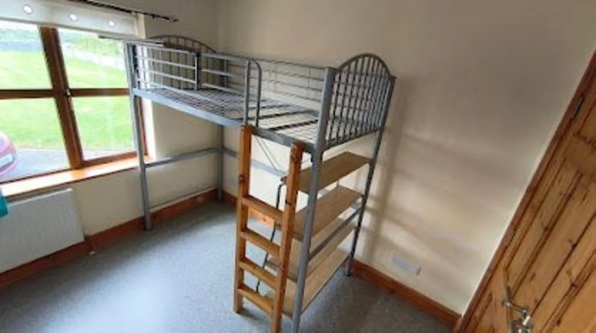 Metal Frame Bunk Bed Solid Wood Ladder - Image 3