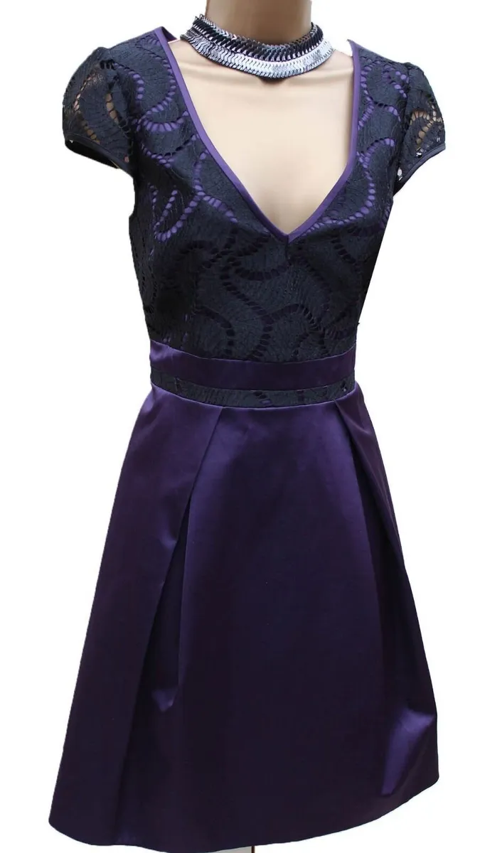 Karen Millen Purple Black Satin Dress - Image 2