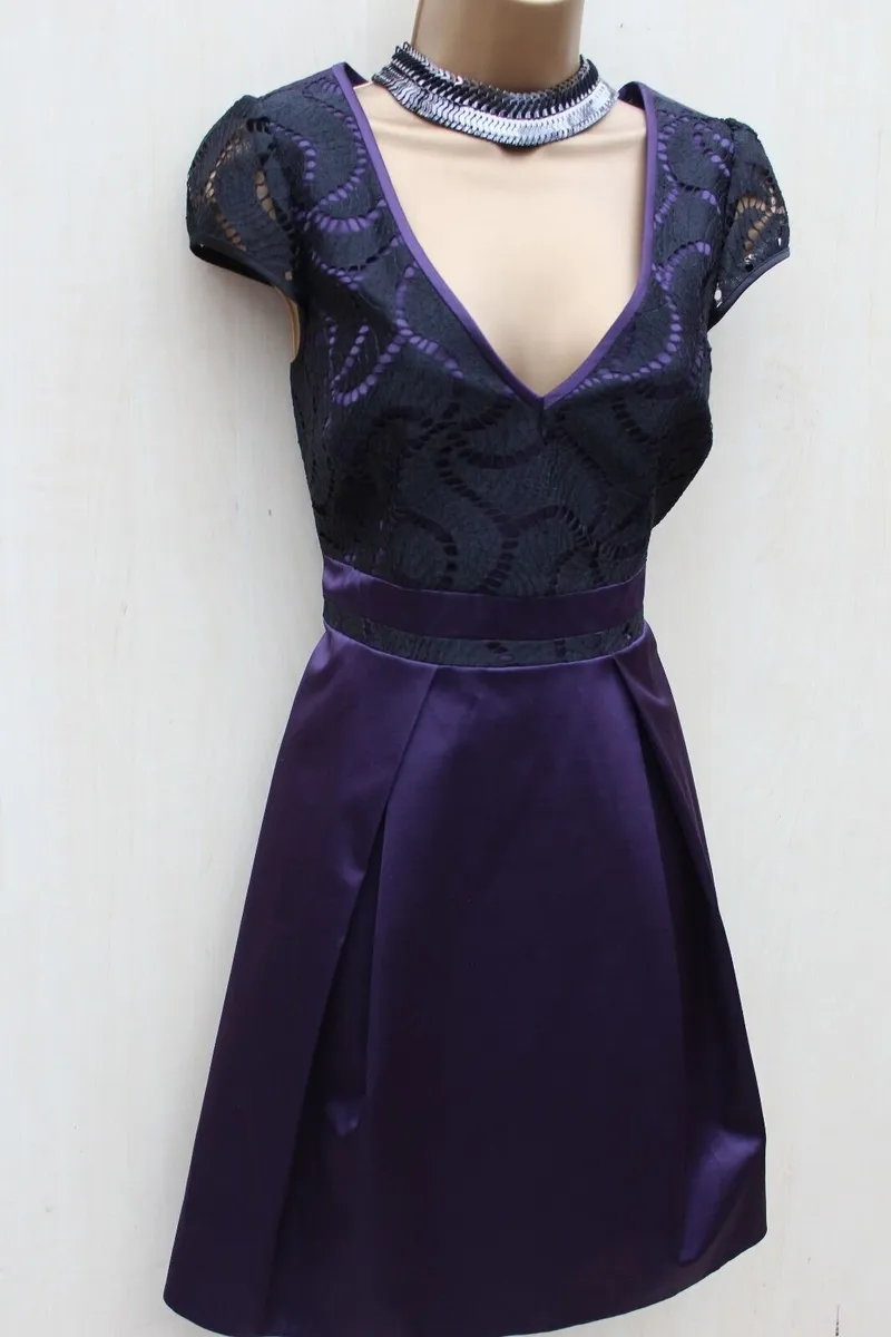 Karen Millen Purple Black Satin Dress - Image 3