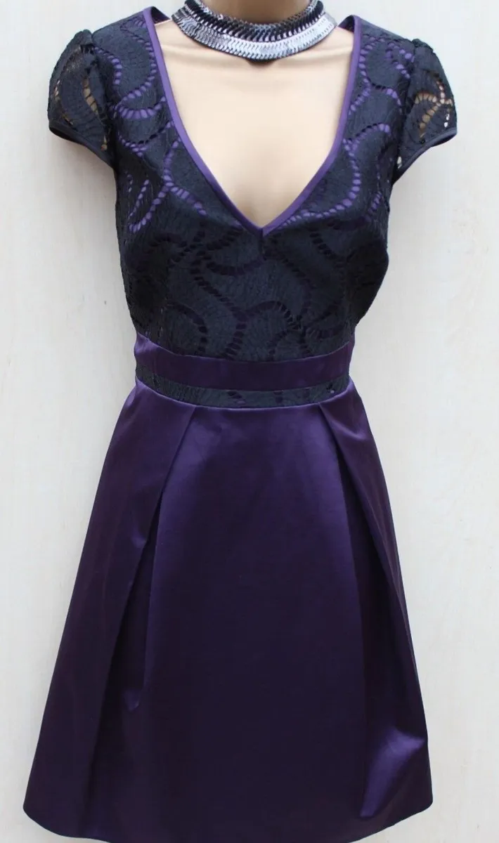 Karen Millen Purple Black Satin Dress - Image 4