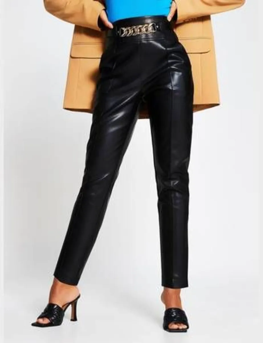 New With Tags River Island Faux Leather Trousers - Image 2