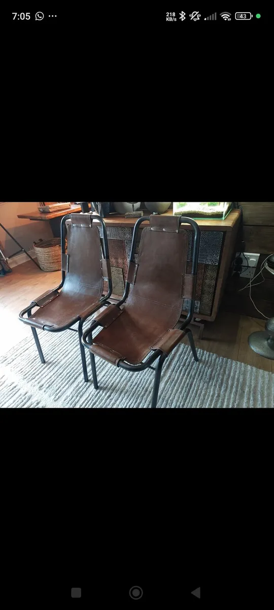 6 Leather dining room chairs - Image 1