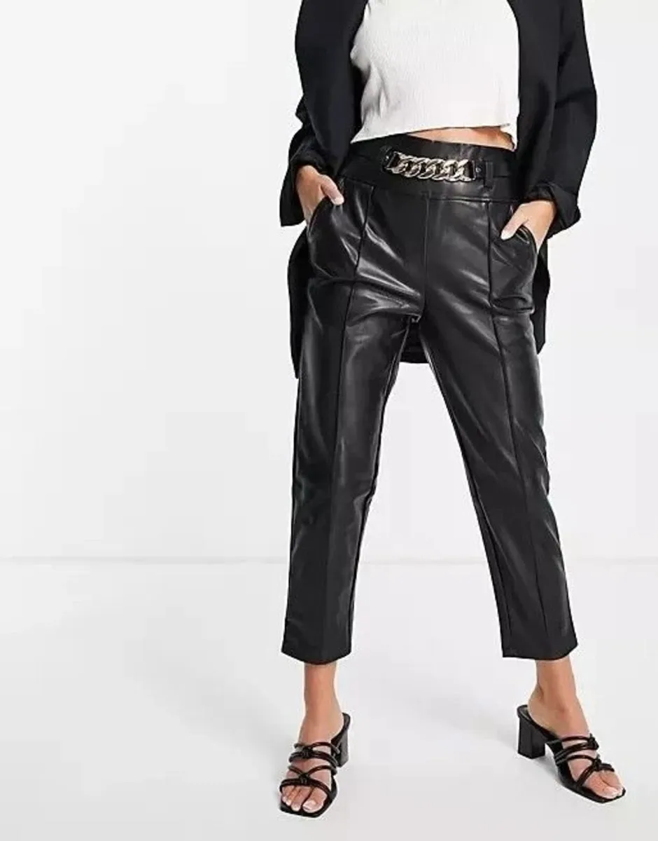 New With Tags River Island Faux Leather Trousers - Image 4