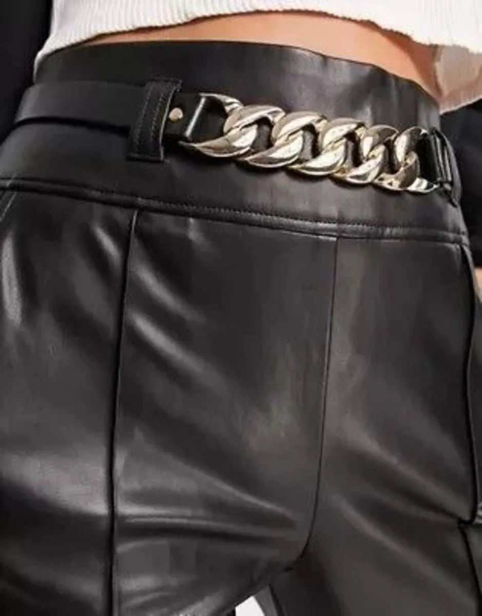New With Tags River Island Faux Leather Trousers - Image 1
