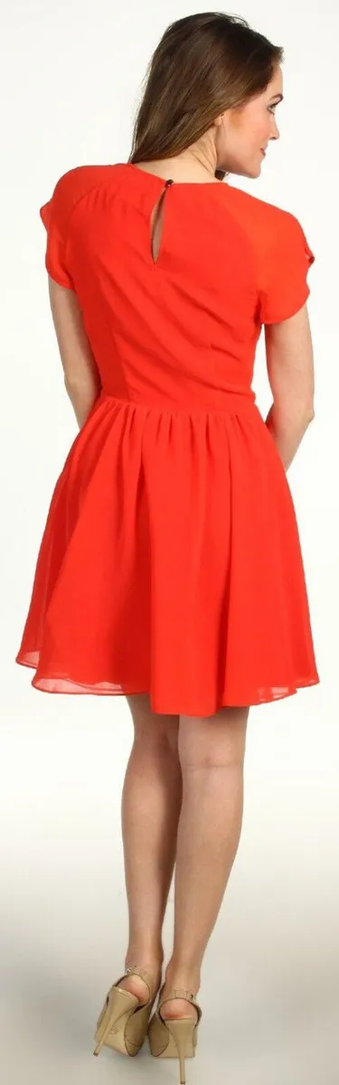 Ted Baker Red Peony Chiffon Embellished Dress - Image 3
