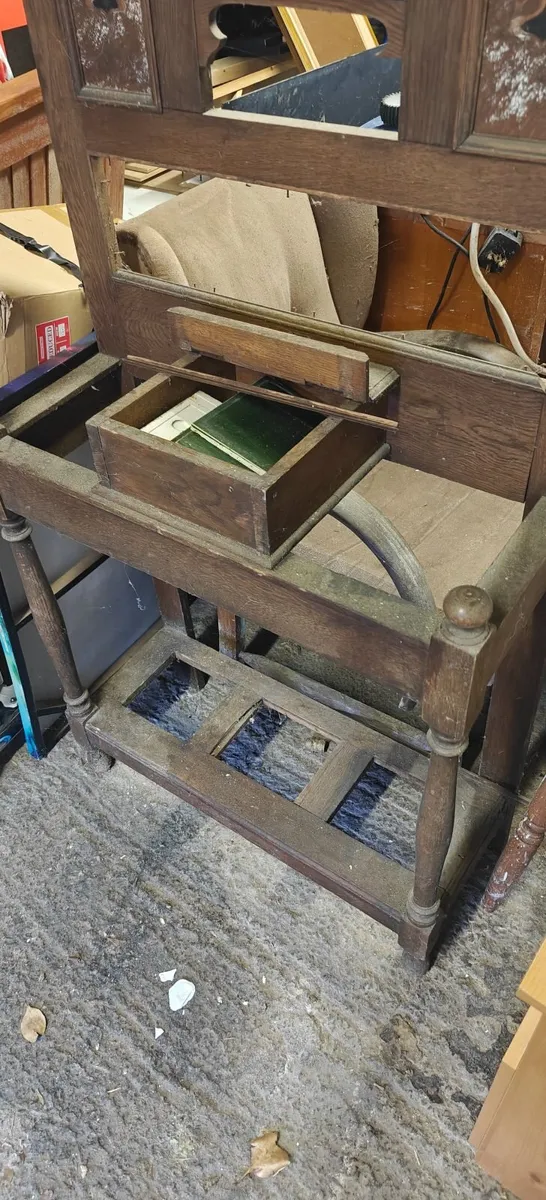 Old Antique Timber Hall Stand - Image 3