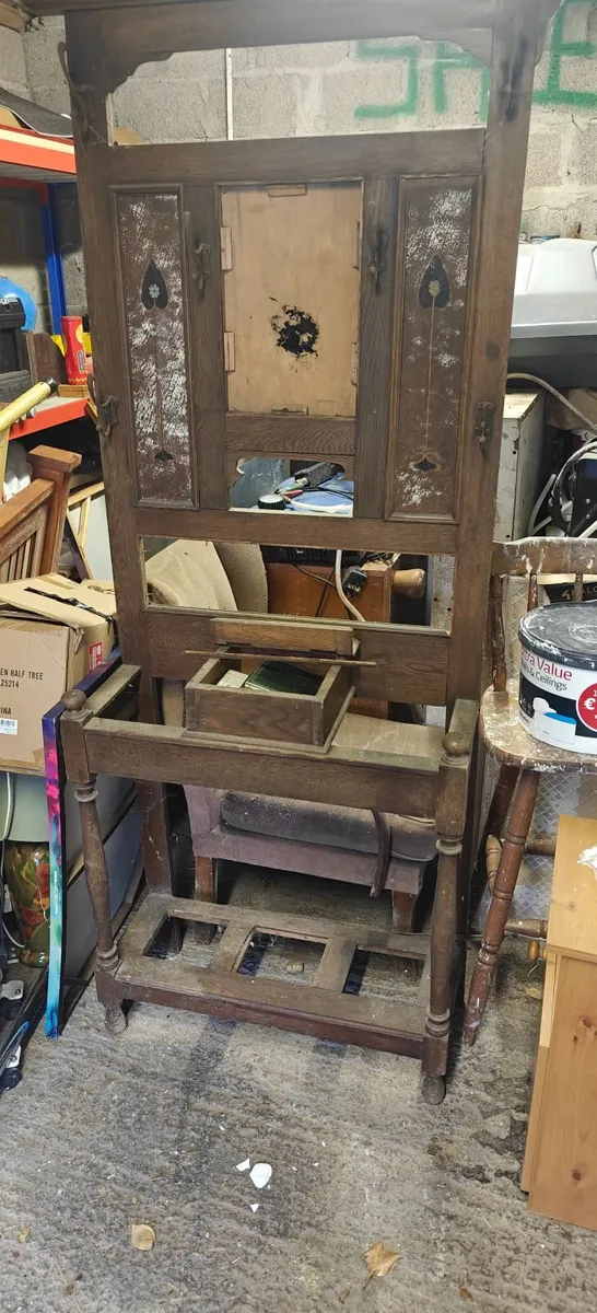 Old Antique Timber Hall Stand - Image 4