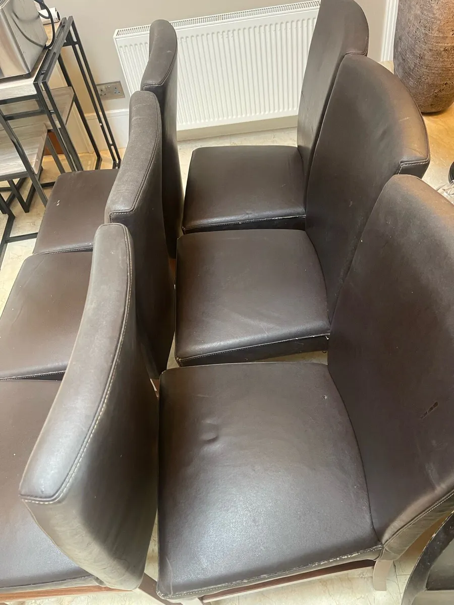 6 x Leather Ex Meadows & Byrne Kitchen Chairs - Image 2
