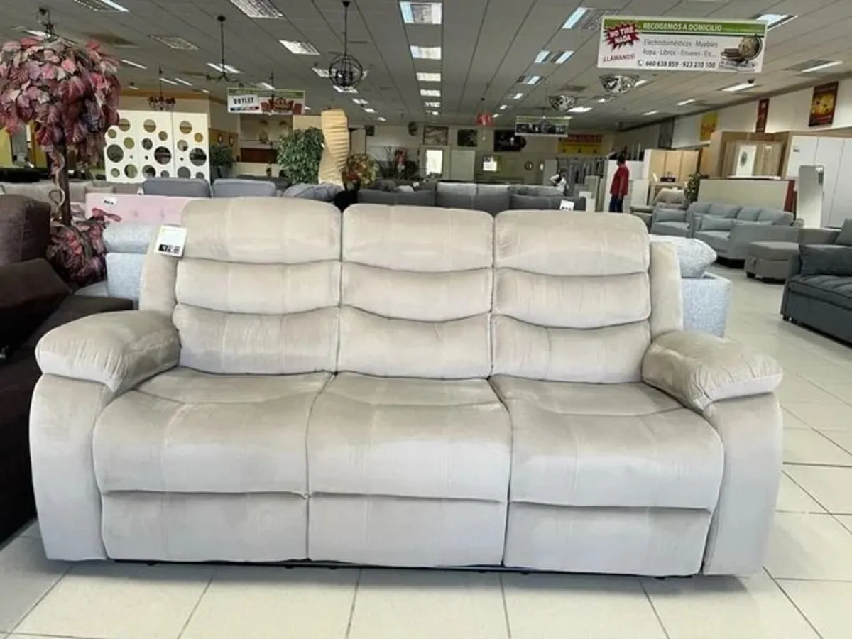 3 Seater Fabric Recliner Sofa Brown - Image 2