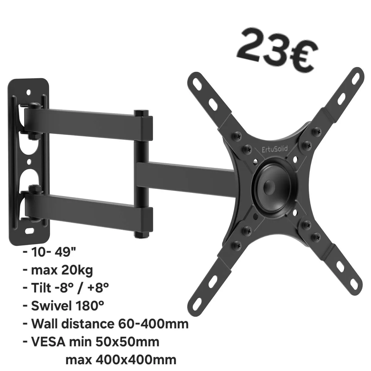 TV Monitor Wall Mount Bracket Tilt Swivel 10-49" - Image 1