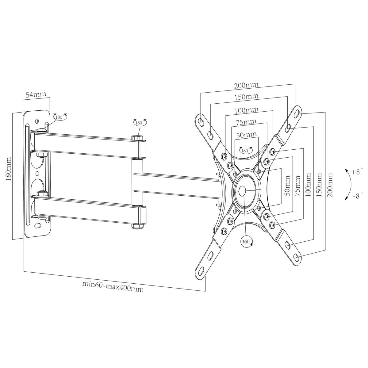 TV Monitor Wall Mount Bracket Tilt Swivel 10-49" - Image 2