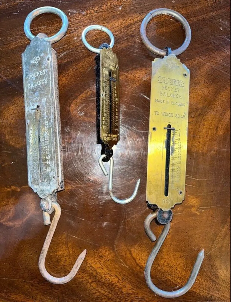 Three vintage pocket scales