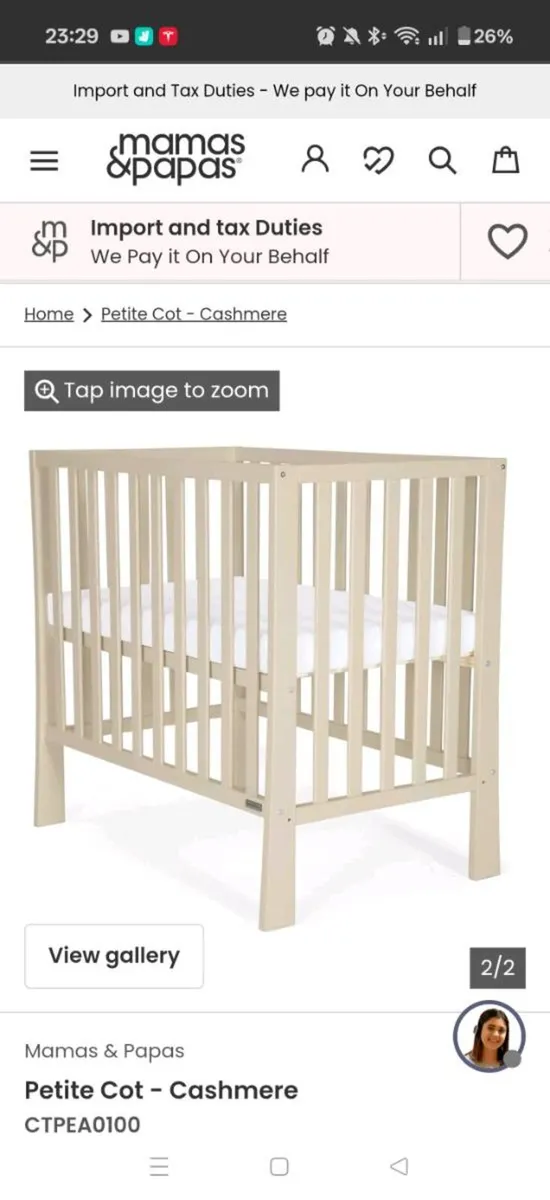 Mamas and Papas Petite Cot- Cashmere - Image 4