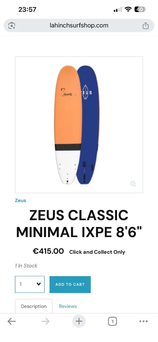 Surfboard 8ft 6 ‘  Zeus Classic Minimal - Image 2