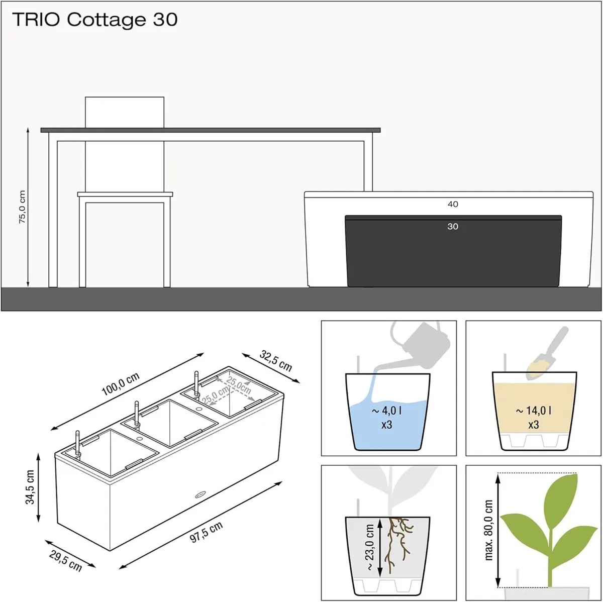 Trio Cottage 30 Self Watering Planter Large - Image 4